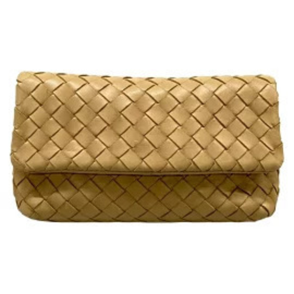 BOTTEGA VENETA Intrecciato Pouch Beige Cream Leather